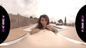 PORNBCN VR 4K | Fucking the young neighbor in the virtual reality community pool Mia Navarro POV