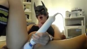 teen lesbian with batman mask trying to squirt for her step sister