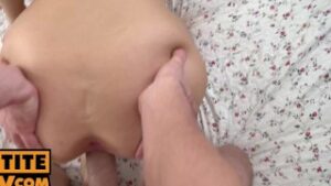 POV – Fucking petite slut Liza Shay in her ass and pussy